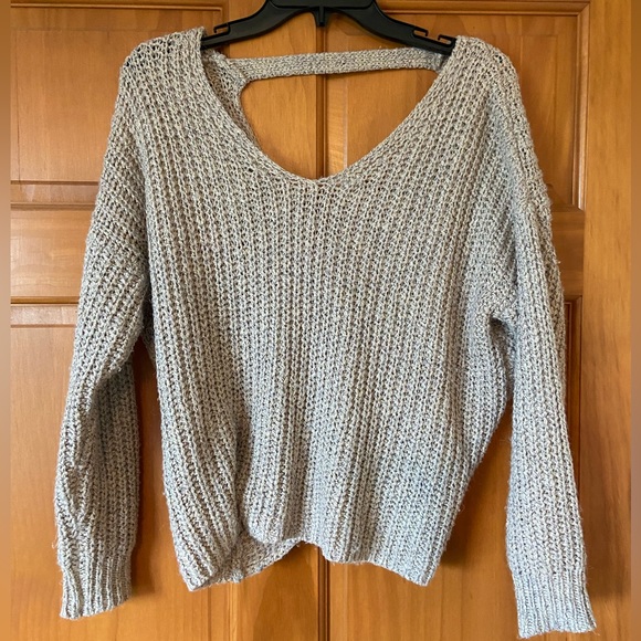 Tan cropped sweater with back detail - Picture 1 of 5